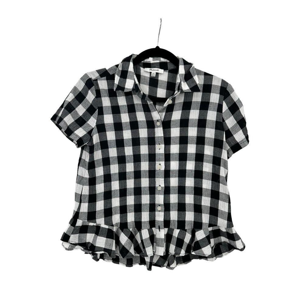 Madewell Shirt Top‎ Womens XXS Spring Cottagecore Farm Boho Ranch Gingham Girly
